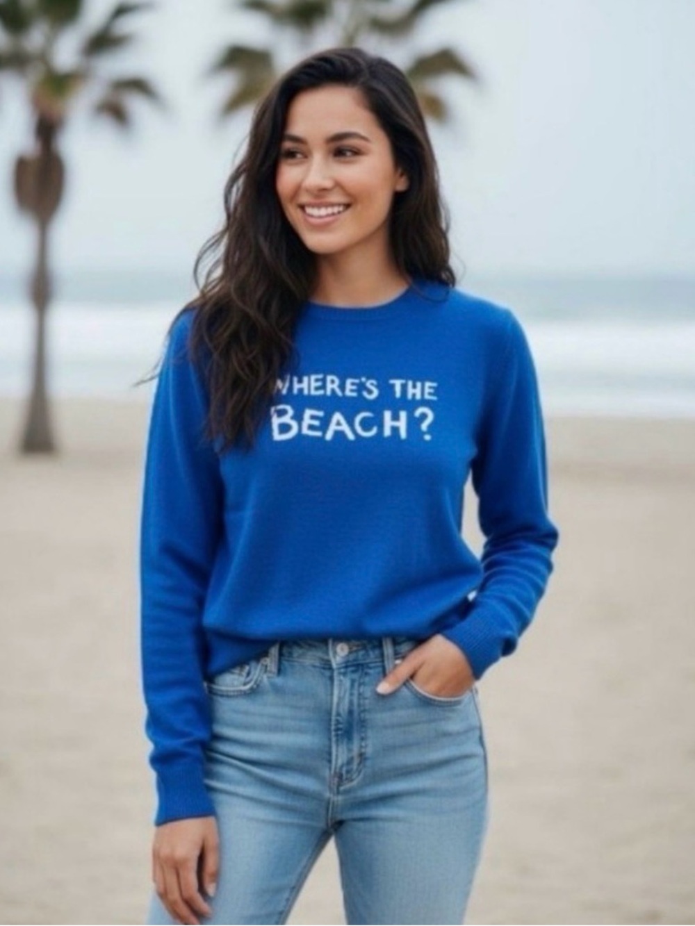 Lilly Pulitzer Royal Blue 'Where's the Beach?' Crewneck Sweater